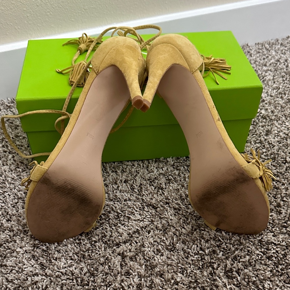 Steve Madden Mustard Fringe Heels - Picture 2 of 5